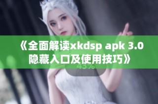 《全面解读xkdsp apk 3.0隐藏入口及使用技巧》