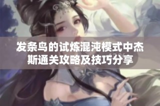 发条鸟的试炼混沌模式中杰斯通关攻略及技巧分享