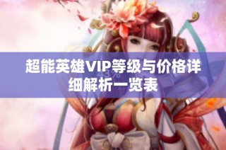 超能英雄VIP等级与价格详细解析一览表