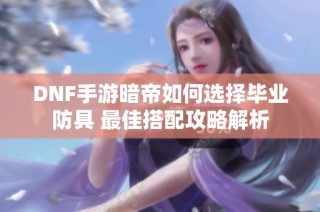 DNF手游暗帝如何选择毕业防具 最佳搭配攻略解析