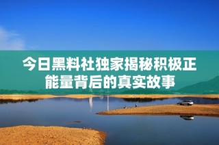 今日黑料社独家揭秘积极正能量背后的真实故事