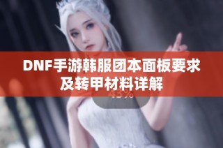 DNF手游韩服团本面板要求及转甲材料详解
