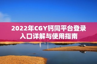 2022年CGY钙同平台登录入口详解与使用指南