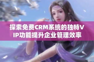 探索免费CRM系统的独特VIP功能提升企业管理效率