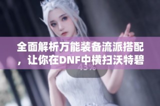 全面解析万能装备流派搭配，让你在DNF中横扫沃特碧世界