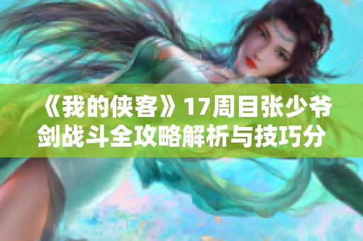 《我的侠客》17周目张少爷剑战斗全攻略解析与技巧分享