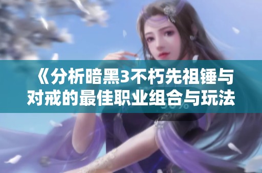 《分析暗黑3不朽先祖锤与对戒的最佳职业组合与玩法》