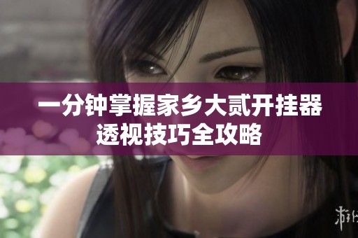 一分钟掌握家乡大贰开挂器透视技巧全攻略