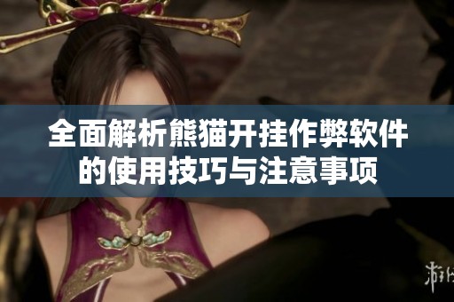 全面解析熊猫开挂作弊软件的使用技巧与注意事项