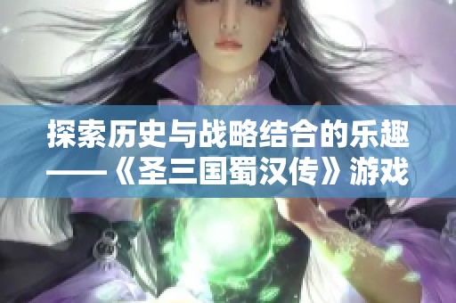 探索历史与战略结合的乐趣——《圣三国蜀汉传》游戏详解