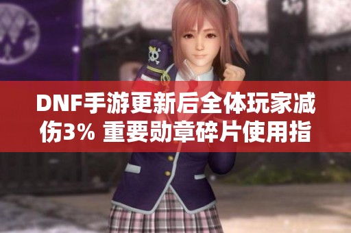 DNF手游更新后全体玩家减伤3% 重要勋章碎片使用指南