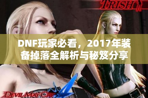 DNF玩家必看，2017年装备掉落全解析与秘笈分享