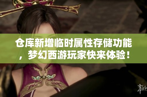 仓库新增临时属性存储功能，梦幻西游玩家快来体验！