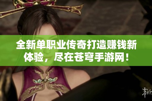 全新单职业传奇打造赚钱新体验，尽在苍穹手游网！