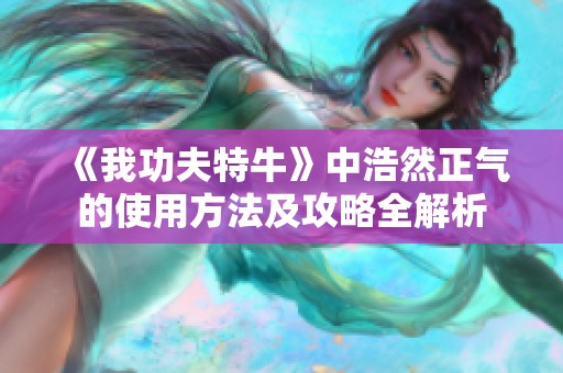 《我功夫特牛》中浩然正气的使用方法及攻略全解析