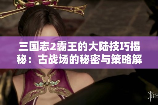 三国志2霸王的大陆技巧揭秘：古战场的秘密与策略解析
